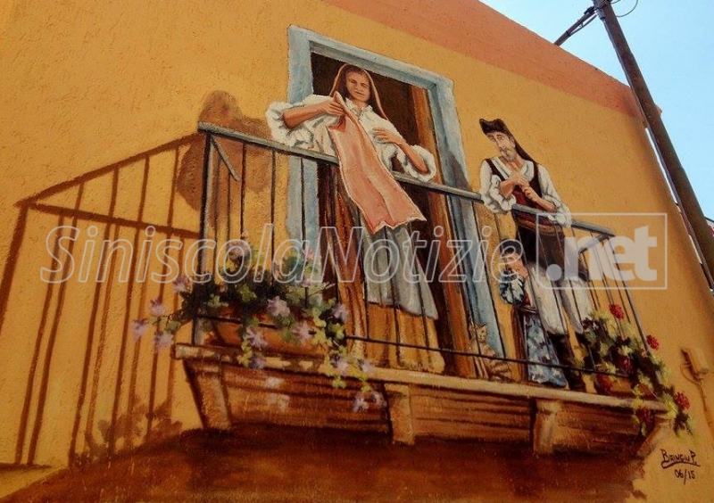 Un balcone fiorito (murale di Pasqualino Baingiu)